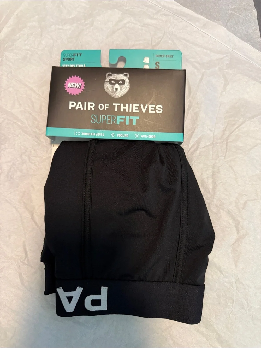Pair of Thieves SuperFit Sport Black Boxer Brief S